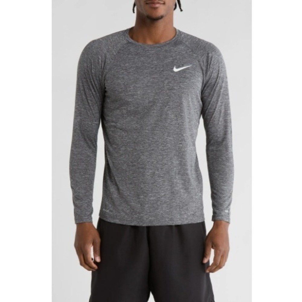Nike Hydroguard Long Sleeve Swim Shirt Rash Guard Heathered Athletic Gray XL